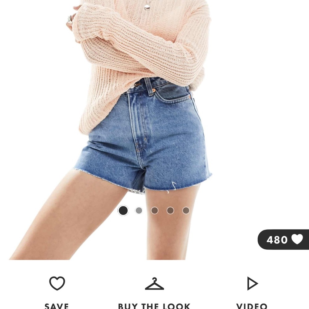 Weekday Rowe high waisted denim mom short in 90s blue
